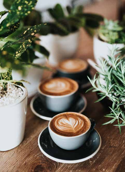 Coffee cups on a café table